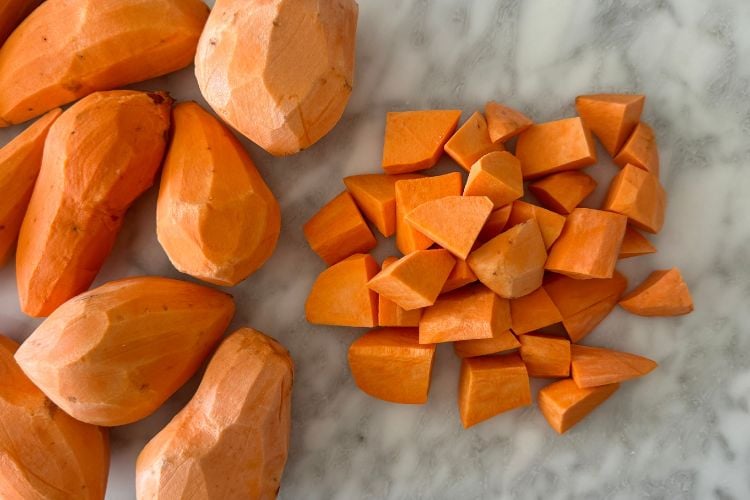 Peeled and chopped sweet potatoes