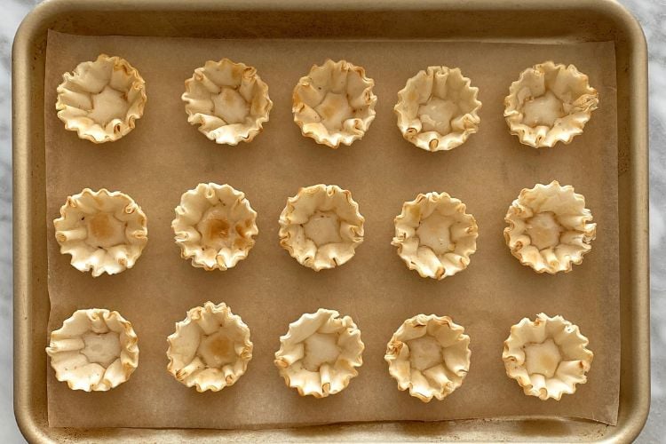 Phyllo shells on sheet pan