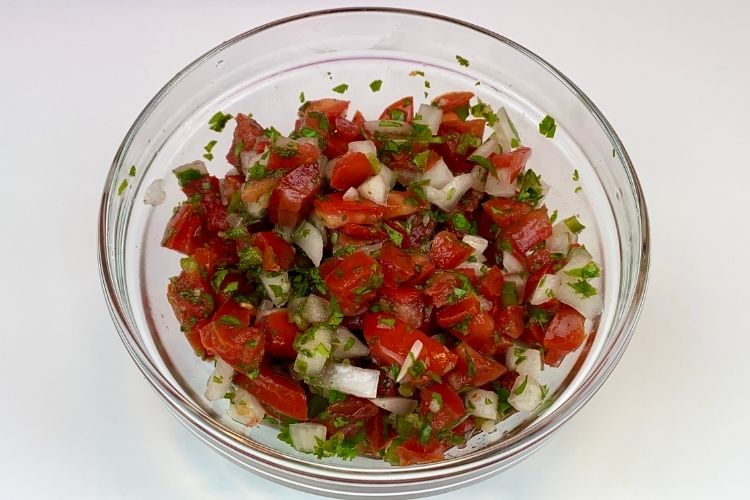 Prepped ingredients for guacamole