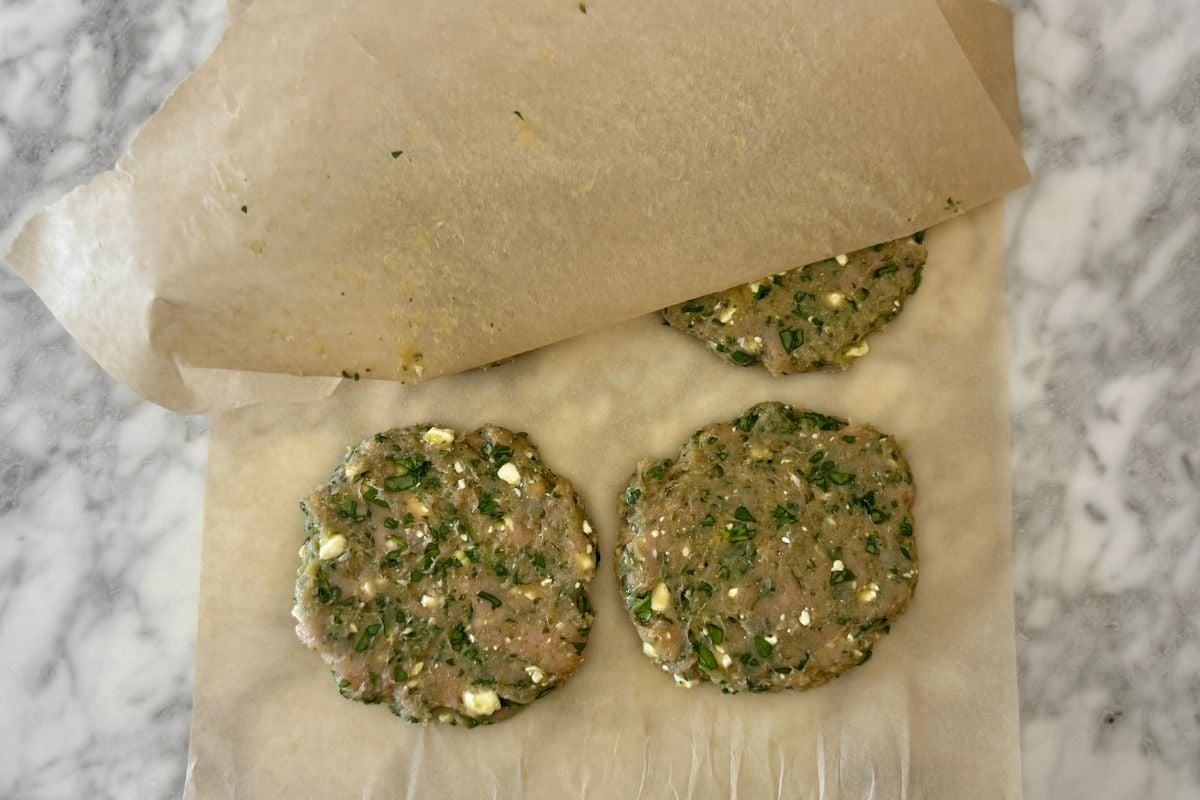 Pressed spinach feta turkey patties