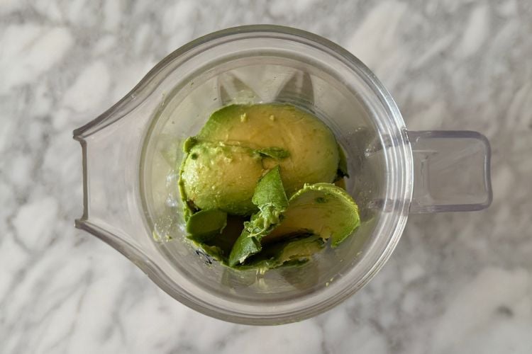 Protein guacamole in blender