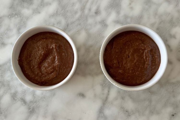 Pudding mixture in ramekins