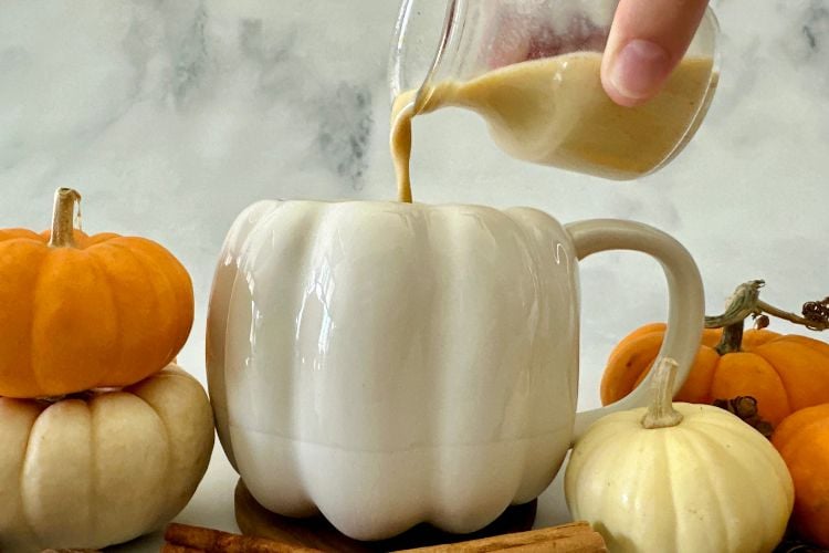 Pumpkin creamer in coffee cup