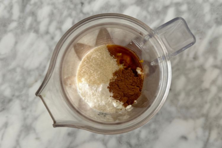 Pumpkin fluff ingredients in blender