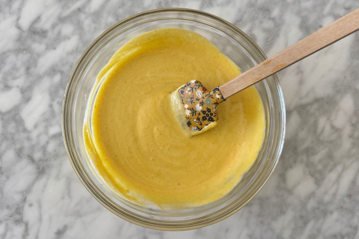 Pumpkin mousse mixture in bowl