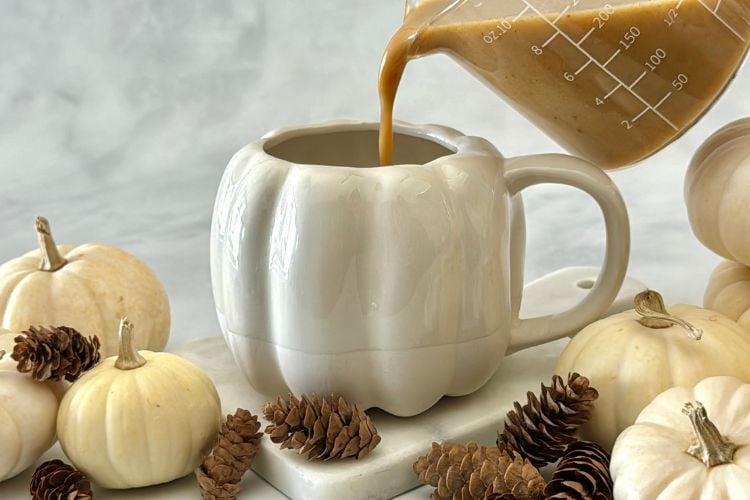 Pumpkin spice chai latte in mug