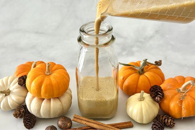Pumpkin spice coffee creamer in jar