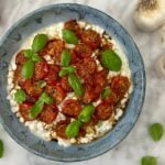 Roasted Tomato Cottage Cheese Caprese Bowl