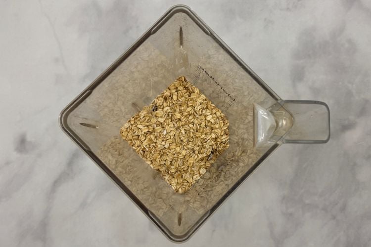 Rolled oats in a blender for pancakes