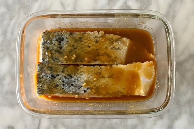Salmon in marinade