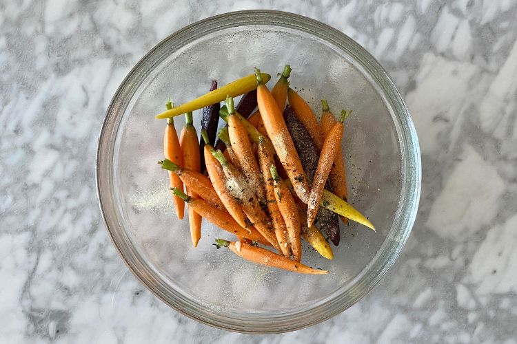 Seasoned carrots in a bowl