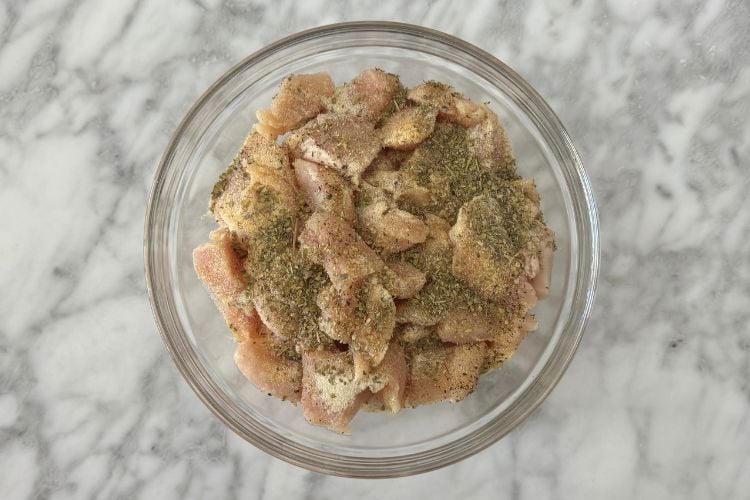 Seasoned chicken in bowl