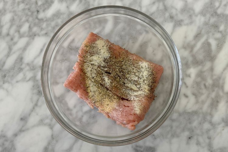 Seasoned ground turkey in bowl