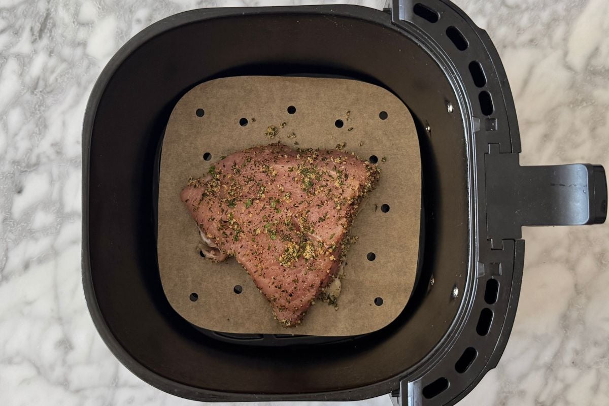 Seasoned turkey breast in air fryer