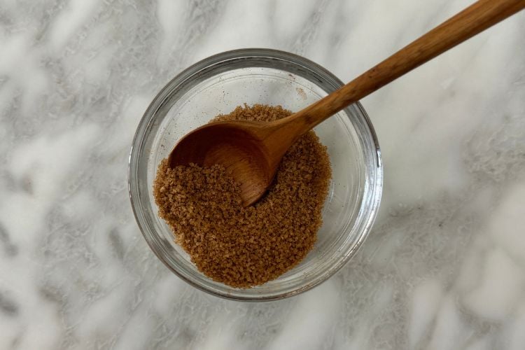 Seasonings for apricots in a bowl