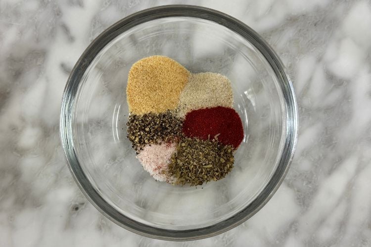 Seasonings for pork chops in a bowl