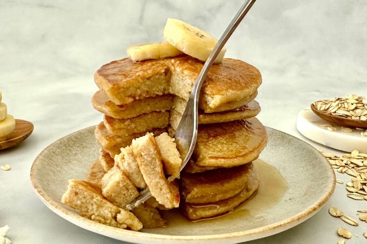 Serving banana cottage cheese pancakes