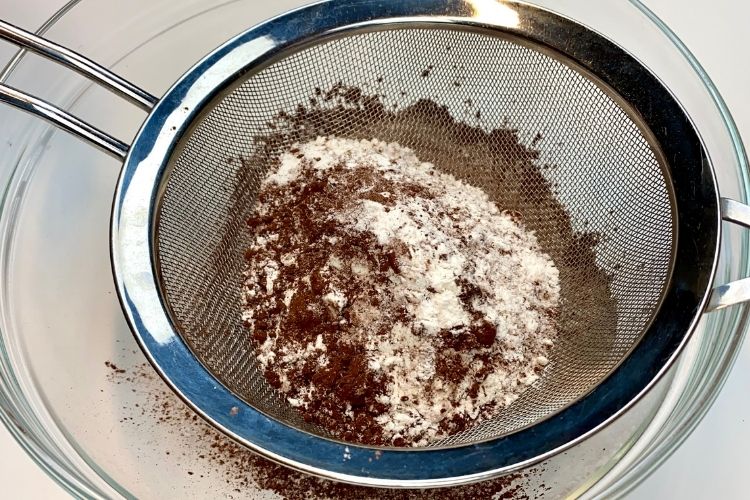 Sifting the dry ingredients