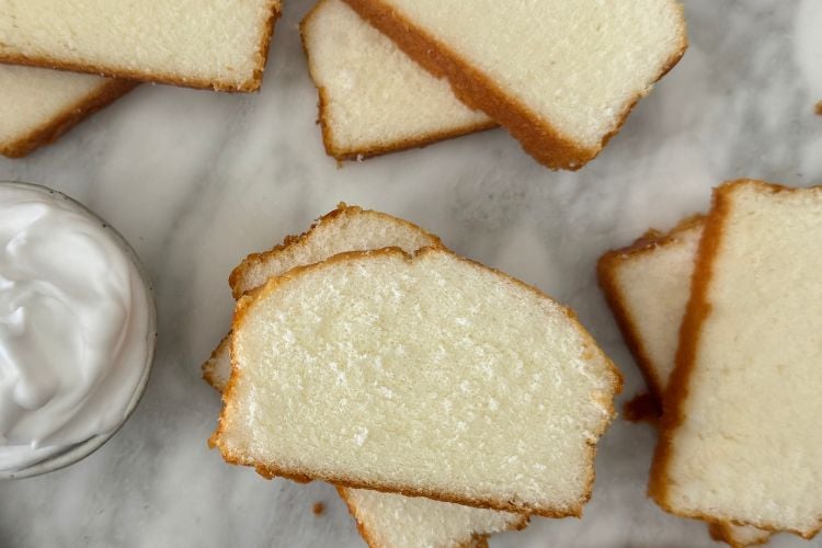 Sliced angel food cake