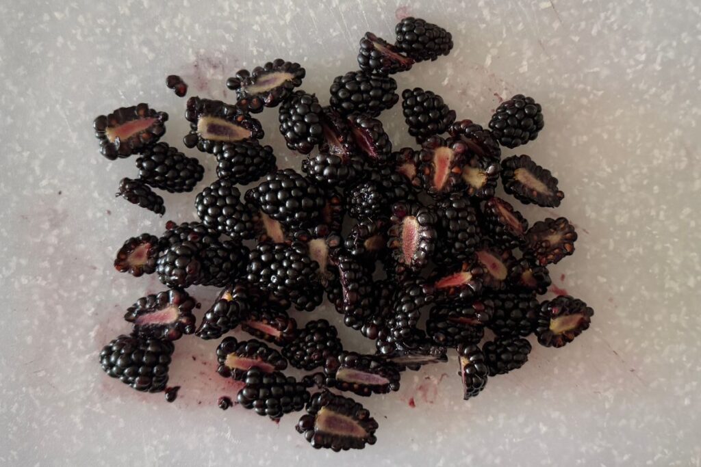Sliced fresh blackberries