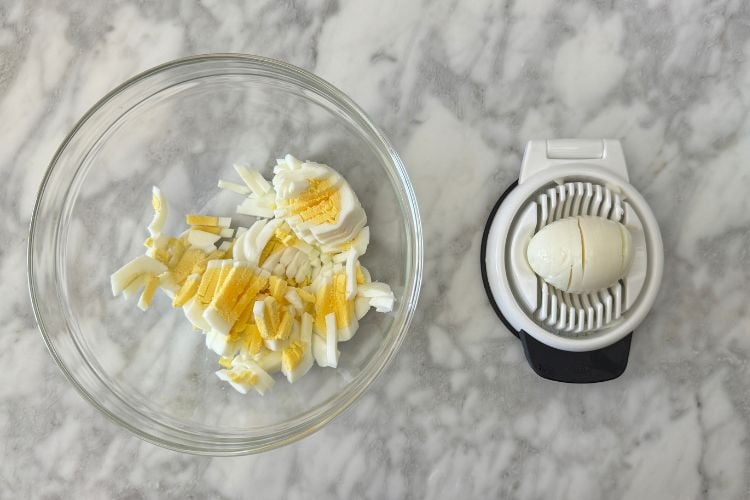 Sliced hard boiled eggs