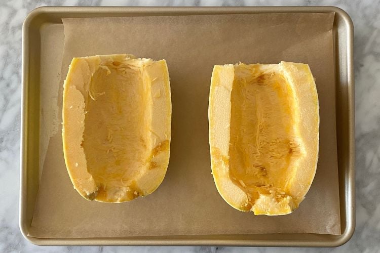 Spaghetti squash cut in half
