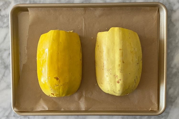 Spaghetti squash on sheet pan