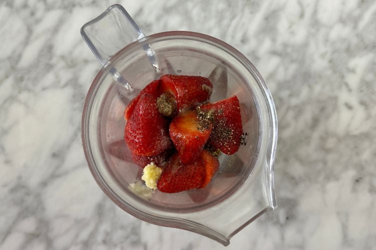 Strawberry balsamic vinaigrette in blender