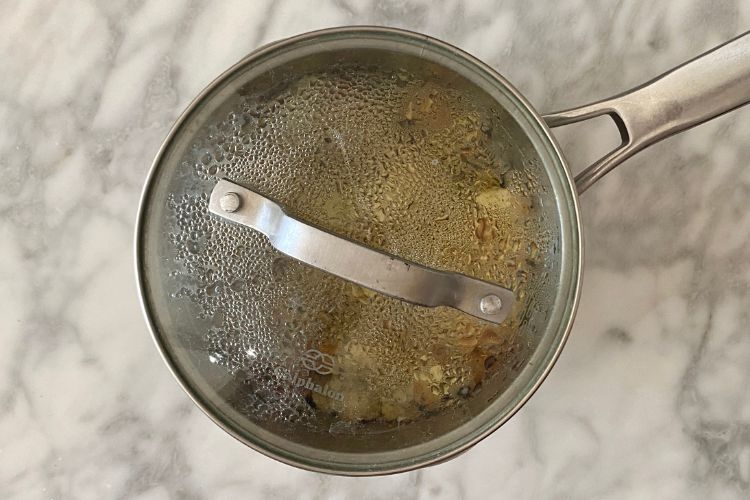 Stuffing mix in saucepan