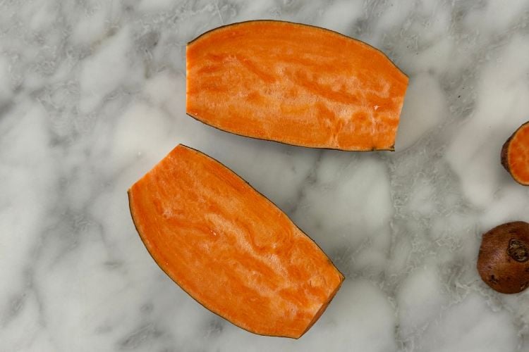 Sweet potato cut in half