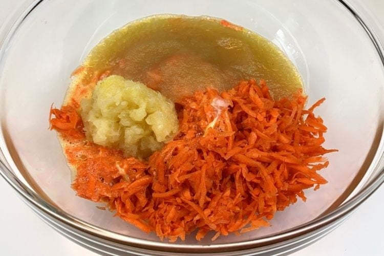 The wet ingredients for the carrot cake muffins