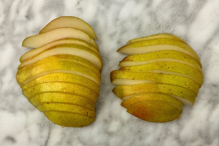 Thinly sliced pears