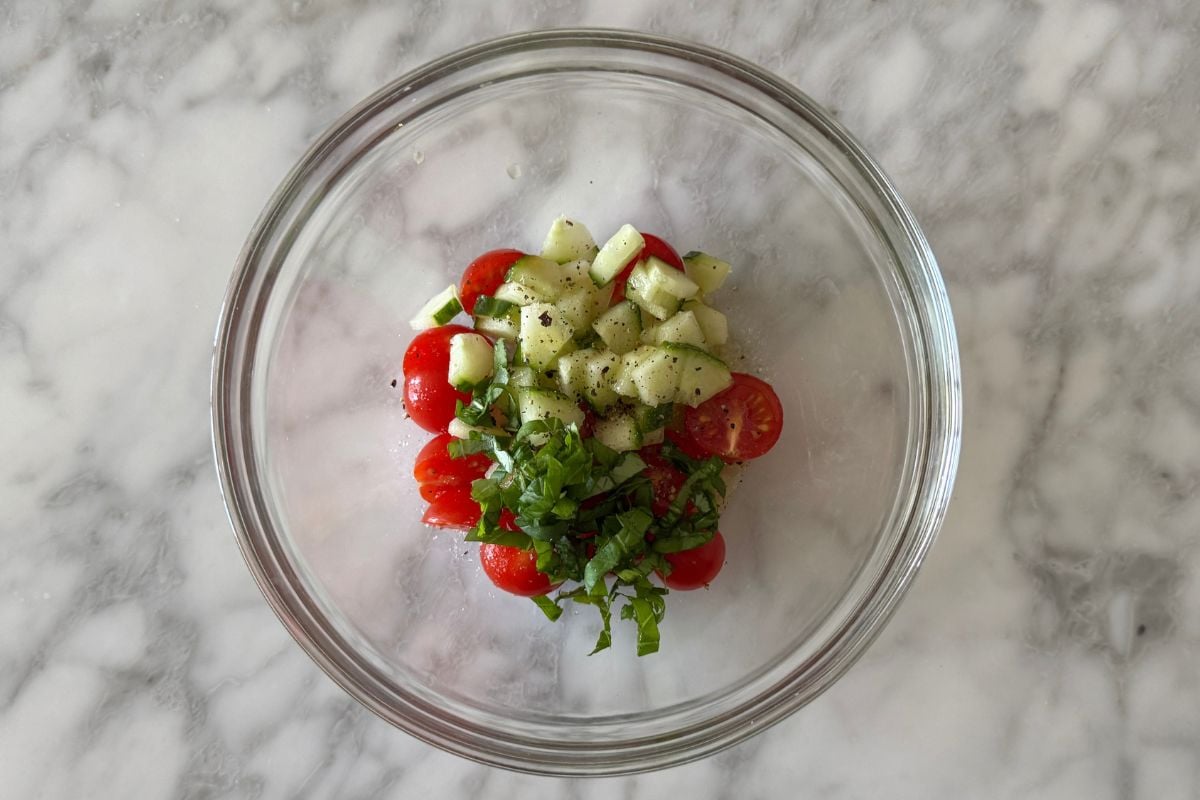 Tomatoes and cucumber in a bowl
