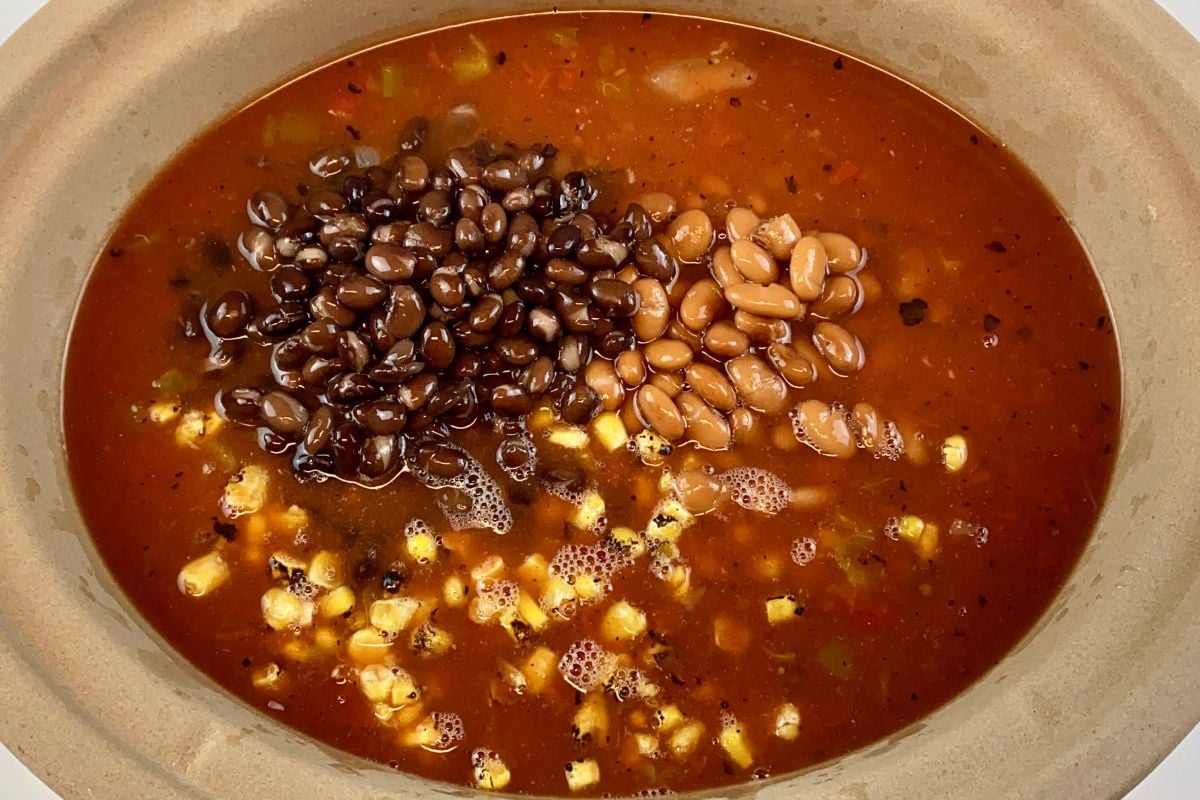 Tortilla soup ingredients in Crockpot