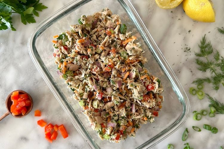 Tuna salad in storage container