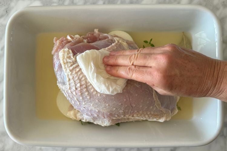 Turkey in roasting pan