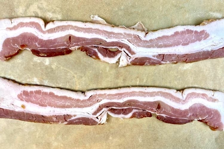 Uncooked bacon