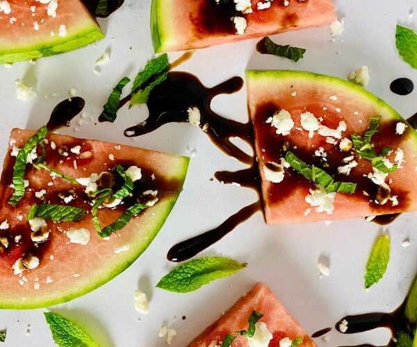 Watermelon Pizza With Balsamic and Feta