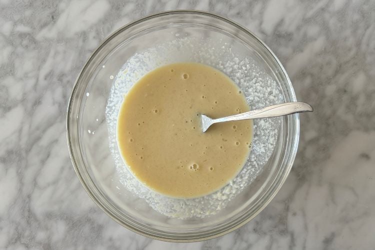 Whisked wet ingredients for oat muffins