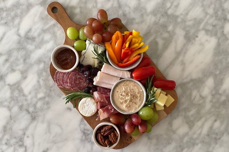 Assembled small charcuterie board