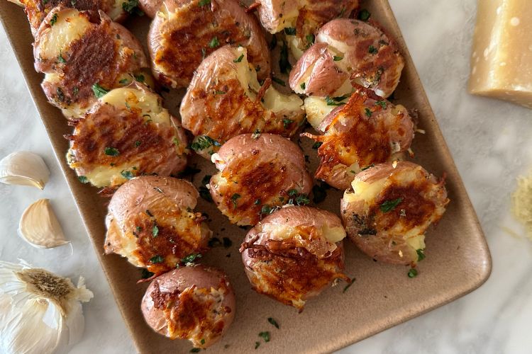 cheesy smashed potatoes
