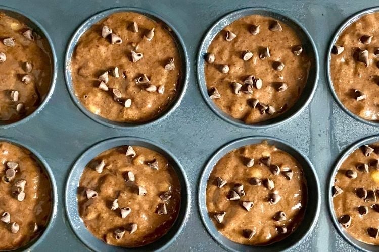 healthy chocolate banana bread batter