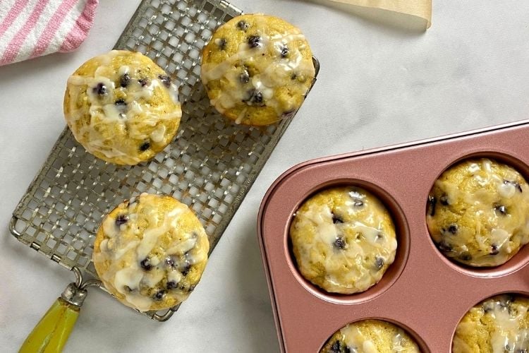 easy blueberry muffins with glaze