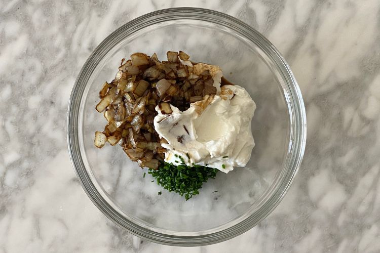 French onion dip in bowl