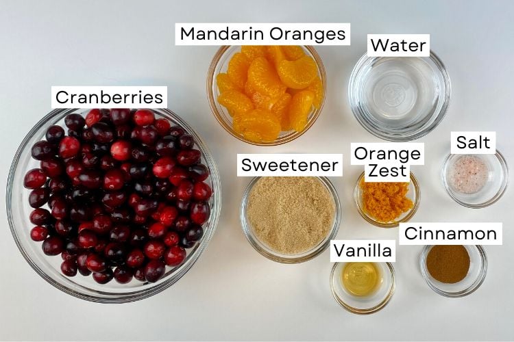 Ingredients for homemade cranberry sauce