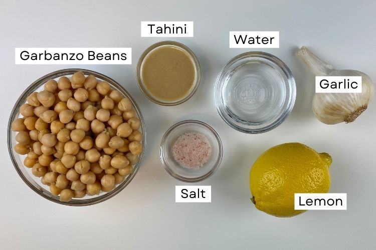 ingredients for homemade hummus recipe
