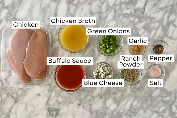 Ingredients for slow cooker buffalo chicken