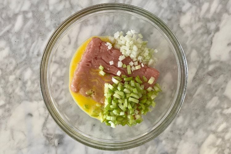 meatball ingredients in bowl