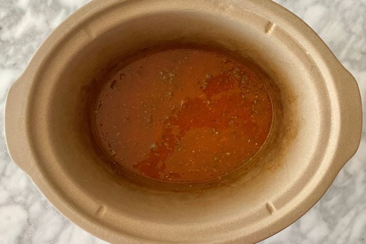 mixed ingredients in slow cooker