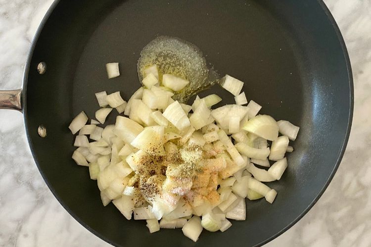 onions in a pan